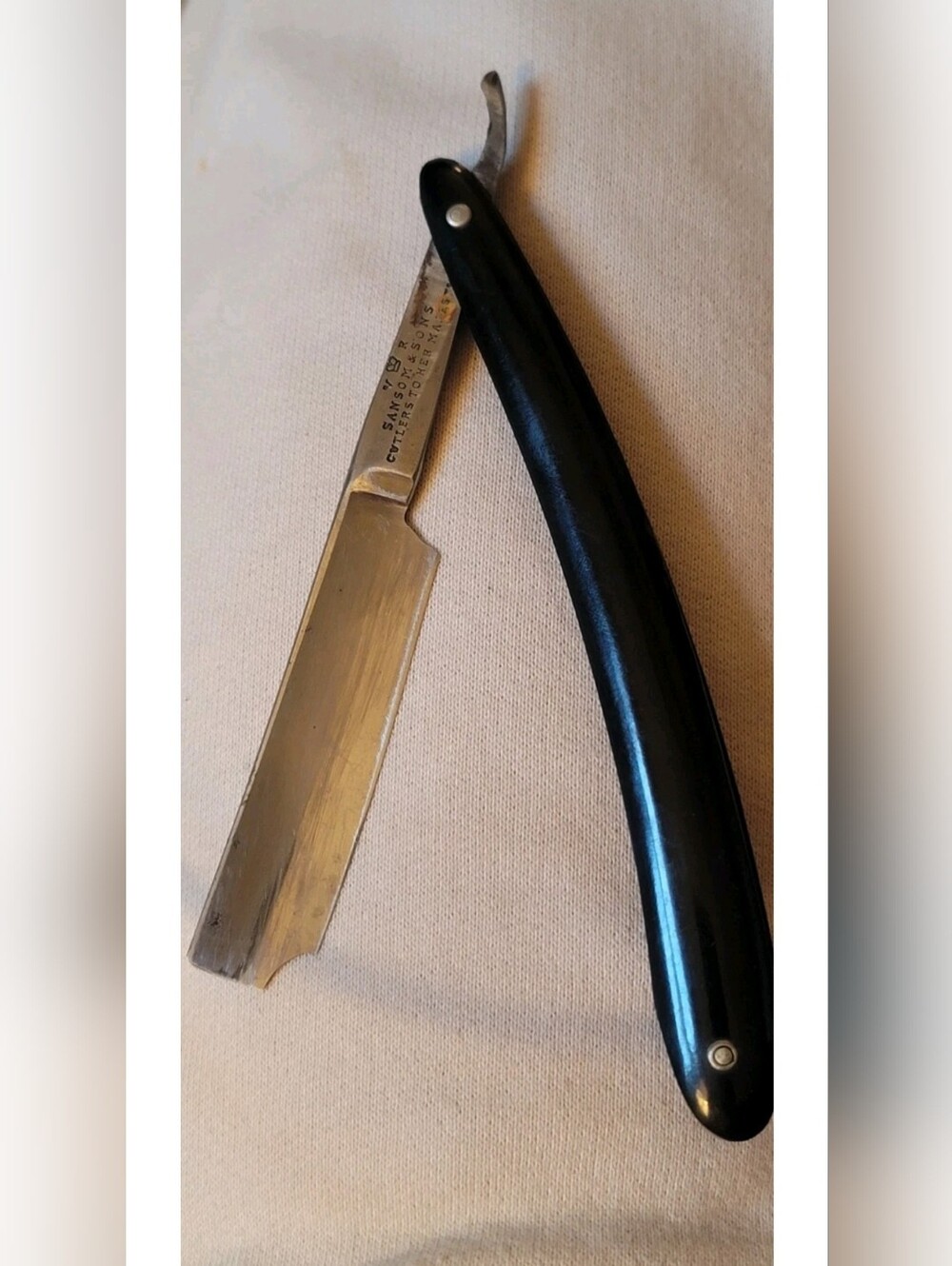 RARE! Antique Silver Sansom & Sons V👑R Cutlers To Her Majesty Straight Razor